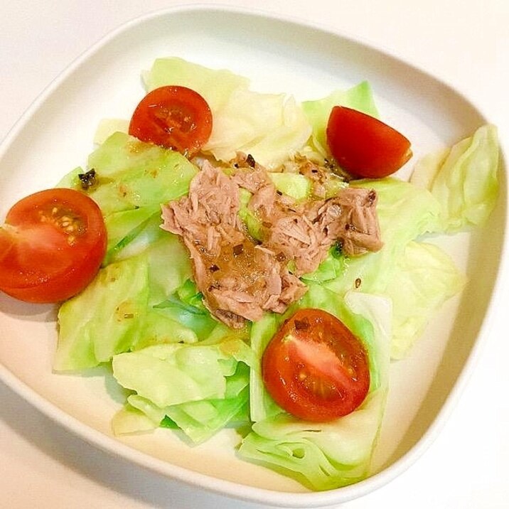 キャベツとミニトマトとツナのチョレギサラダ